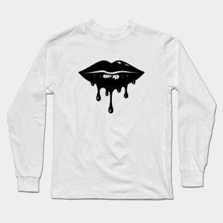 Retro Black Lip, Graphics Lips Long Sleeve T-Shirt